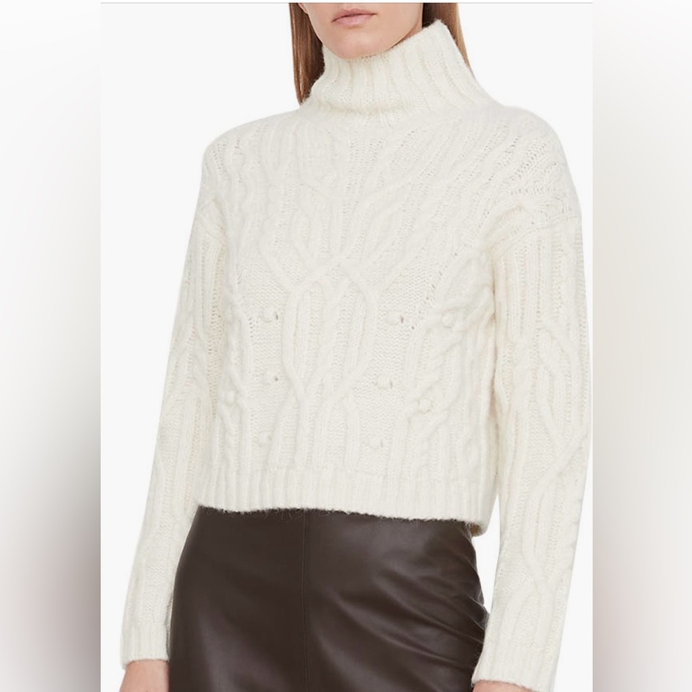 VINCE Interlaced Alpaca Blend Turtleneck Sweater